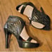 Pour la Victoire Black Stilleto Caged Heel Platforms