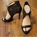 Pour la Victoire Black Stilleto Caged Heel Platforms