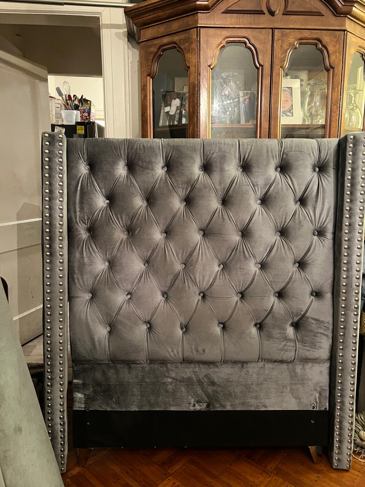 Grey Upholstered Twin Bed Frame