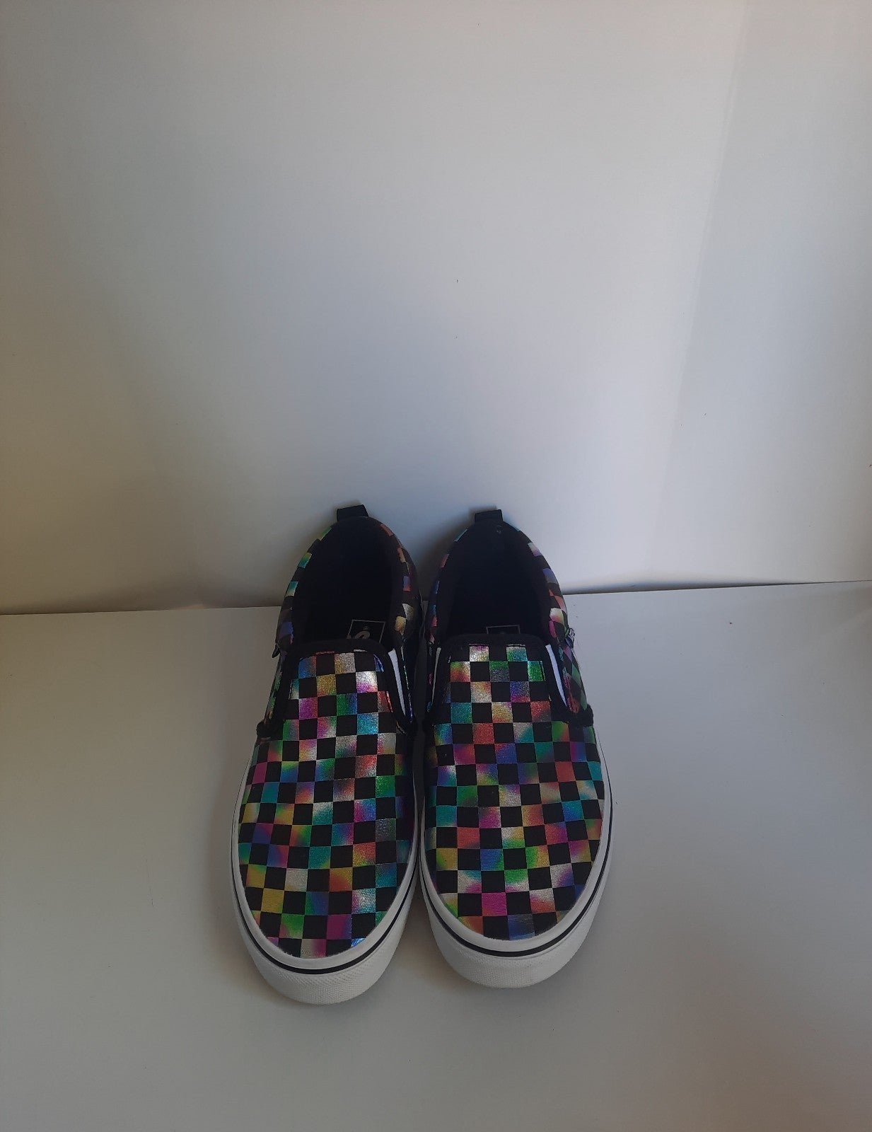 Vans of the Wall Metalic Checkered Shoes Size 4