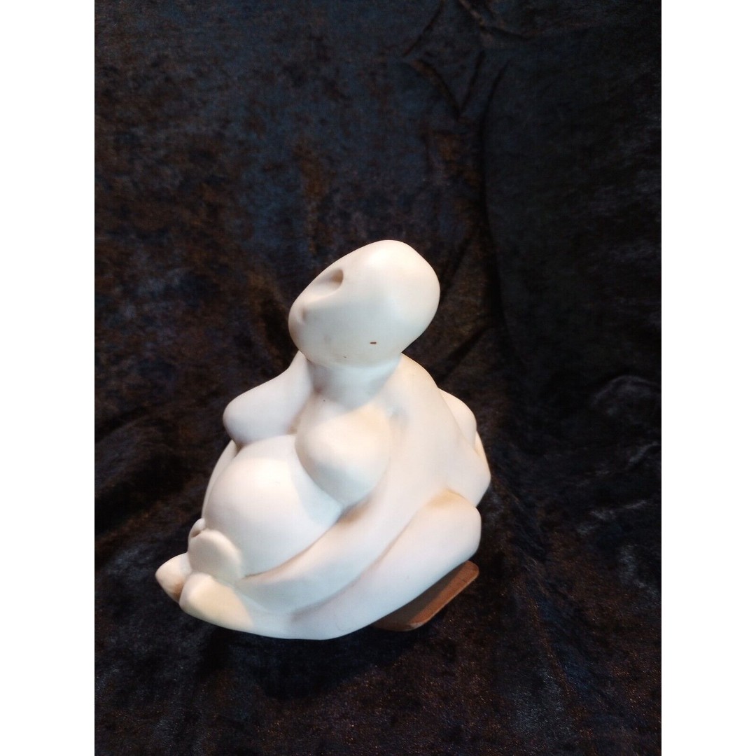 Cox Modernist Figurine Mother Child Ceramic Rocker Rattle Signed Dated Pregnant