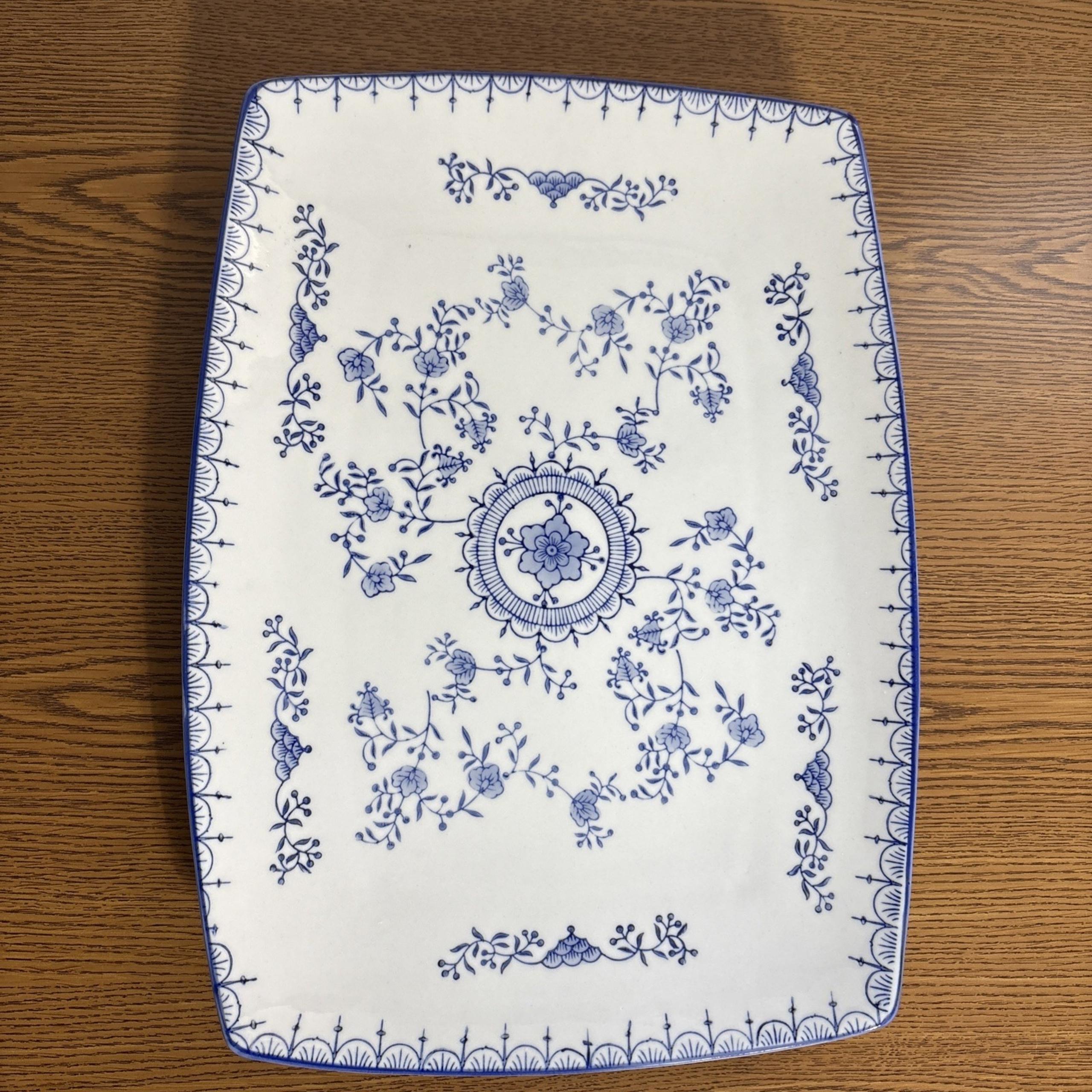 Delft Modern Blue by Royal China Rectangle Serving Platter 15.5"