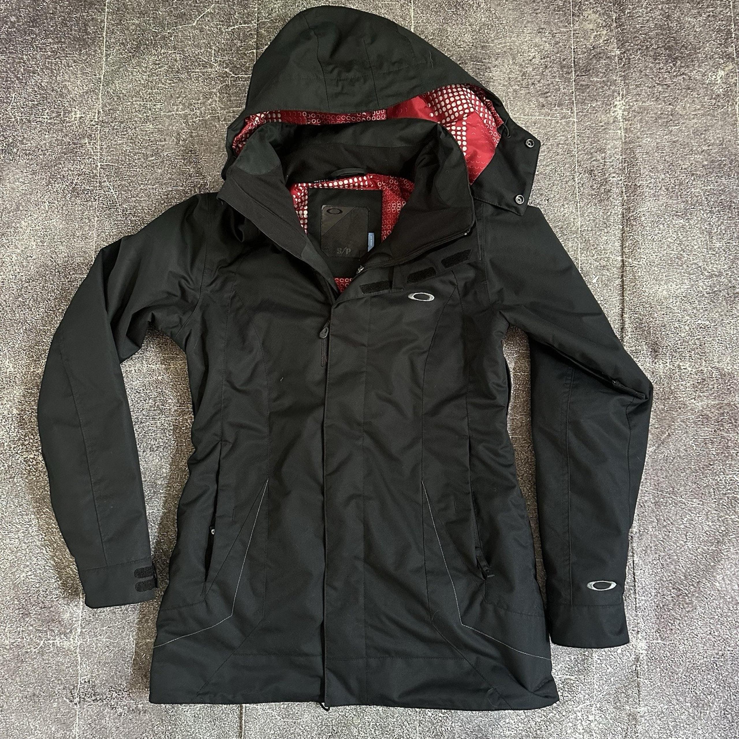 Womens Vintage Y2K Oakley Black Loose Baggy Fit Winter Snowboard Ski Jacket Sz S