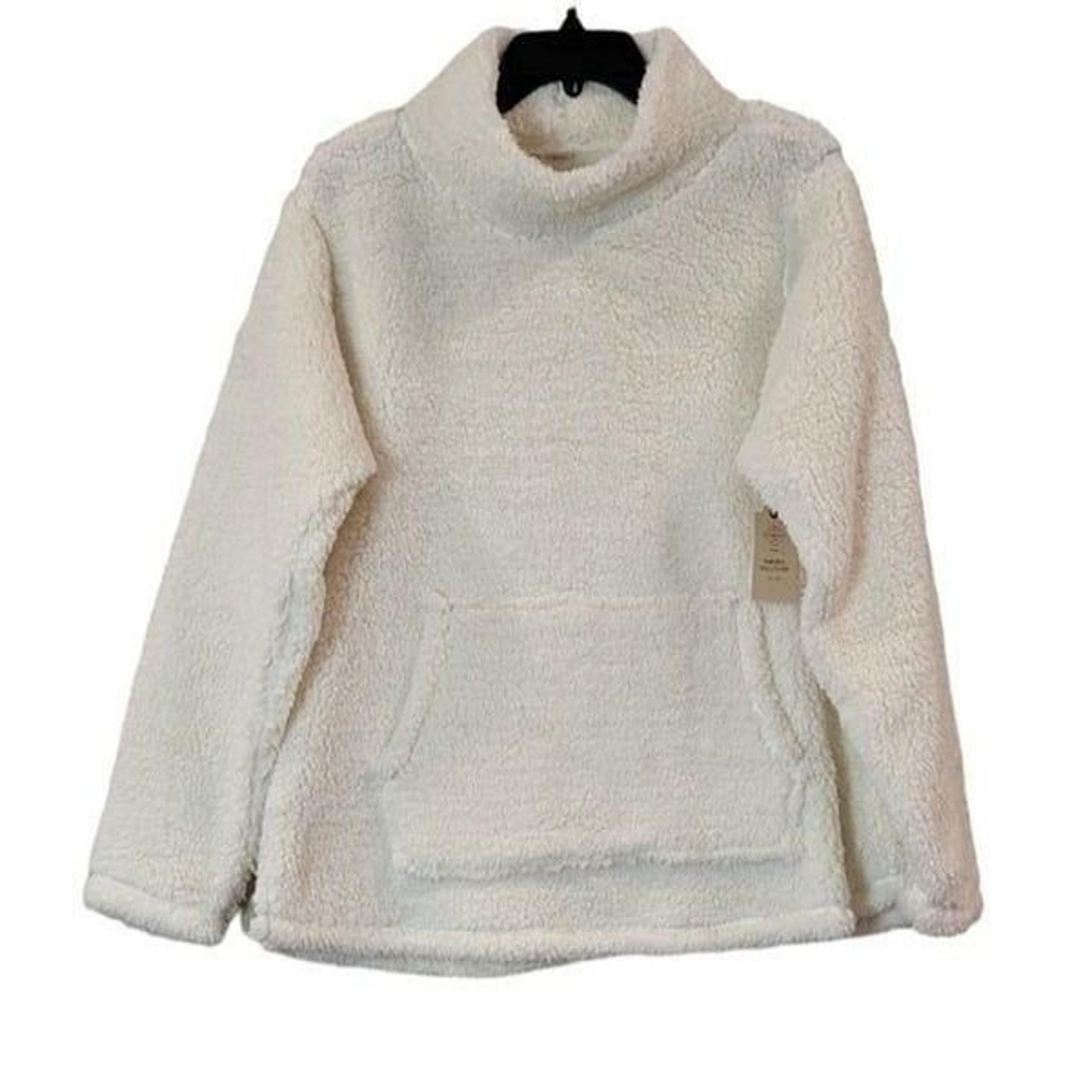 St. Johns Bay Womens PXXL Petite White Long Sleeve Cowl Neck Pullover Sweater