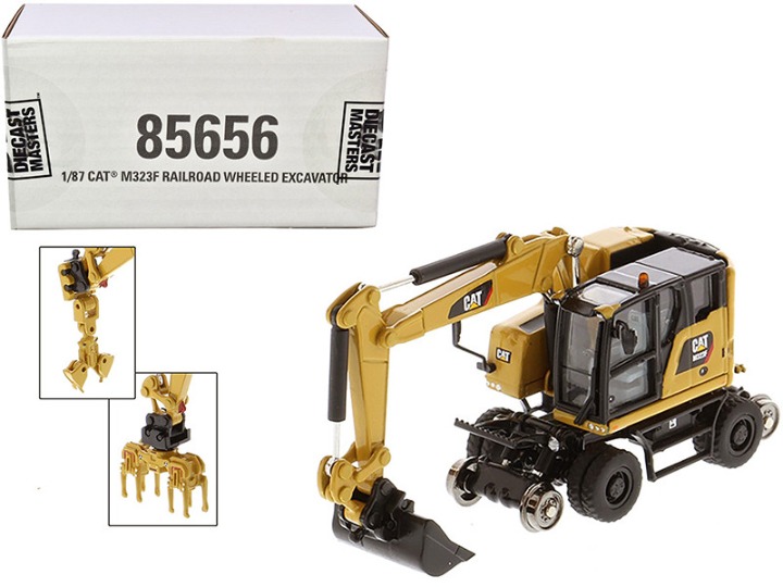CAT Caterpillar M323F Railroad Wheeled Excavator with 3 Accessories (CAT Yellow