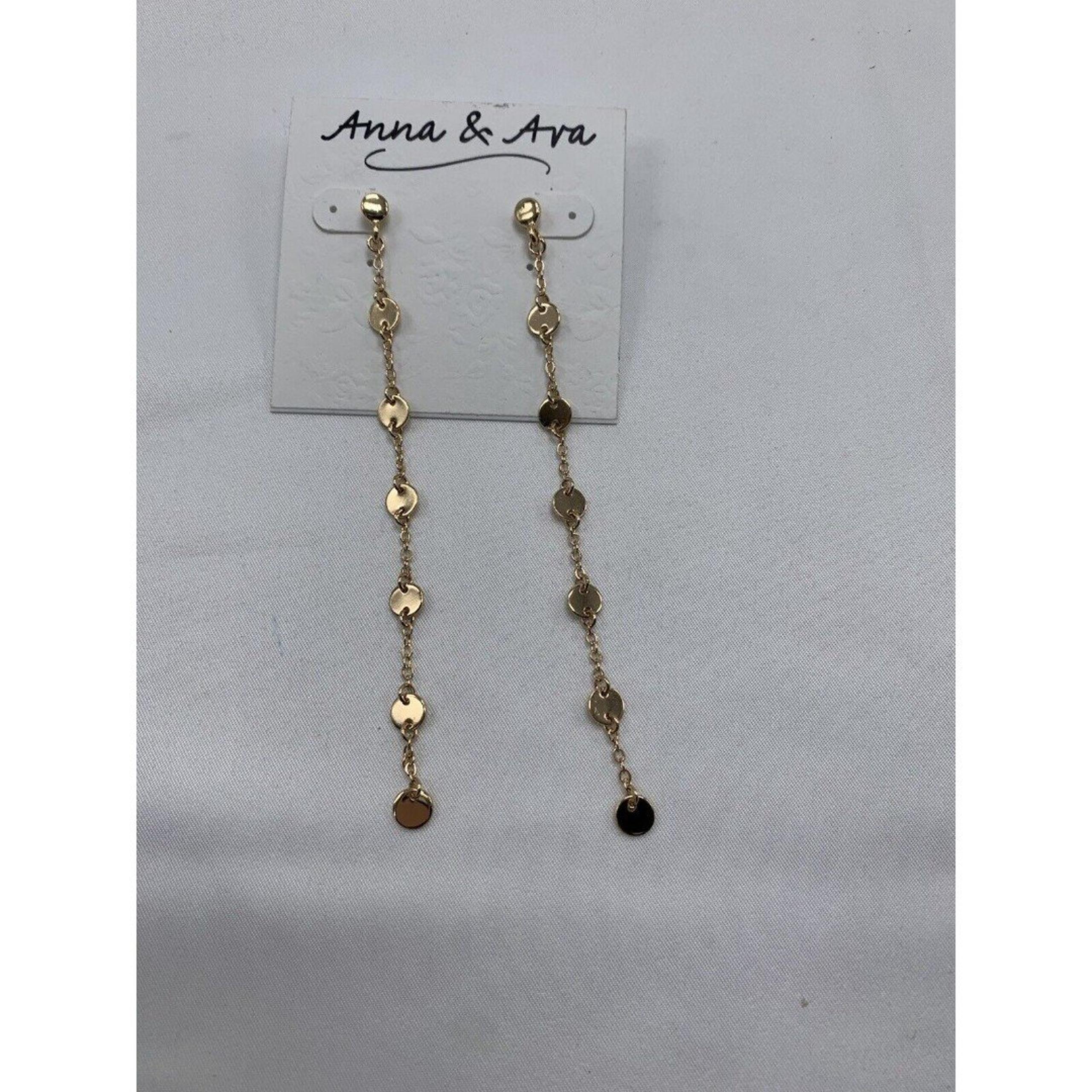 Earrings Anna & Ava Gold Tone Chains and Disks P8e620