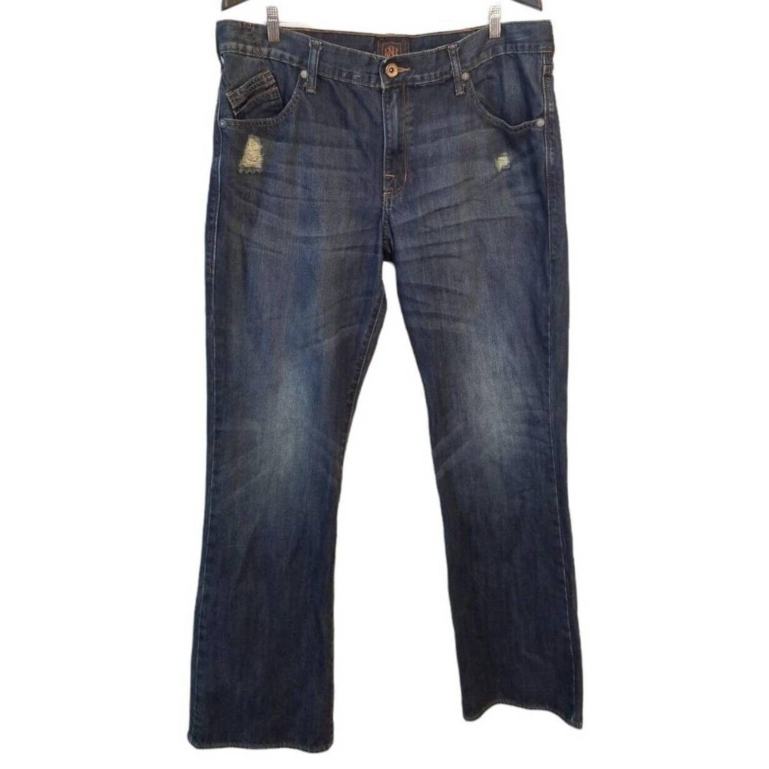 Rock & Republic Henlee Denim Distressed Blue Men's Jeans Size 38x32