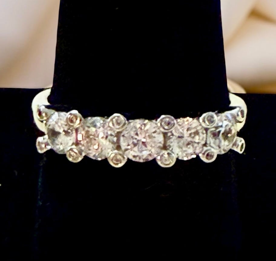 Vintage CZ Sterling Silver Eternity Band Size 9.75