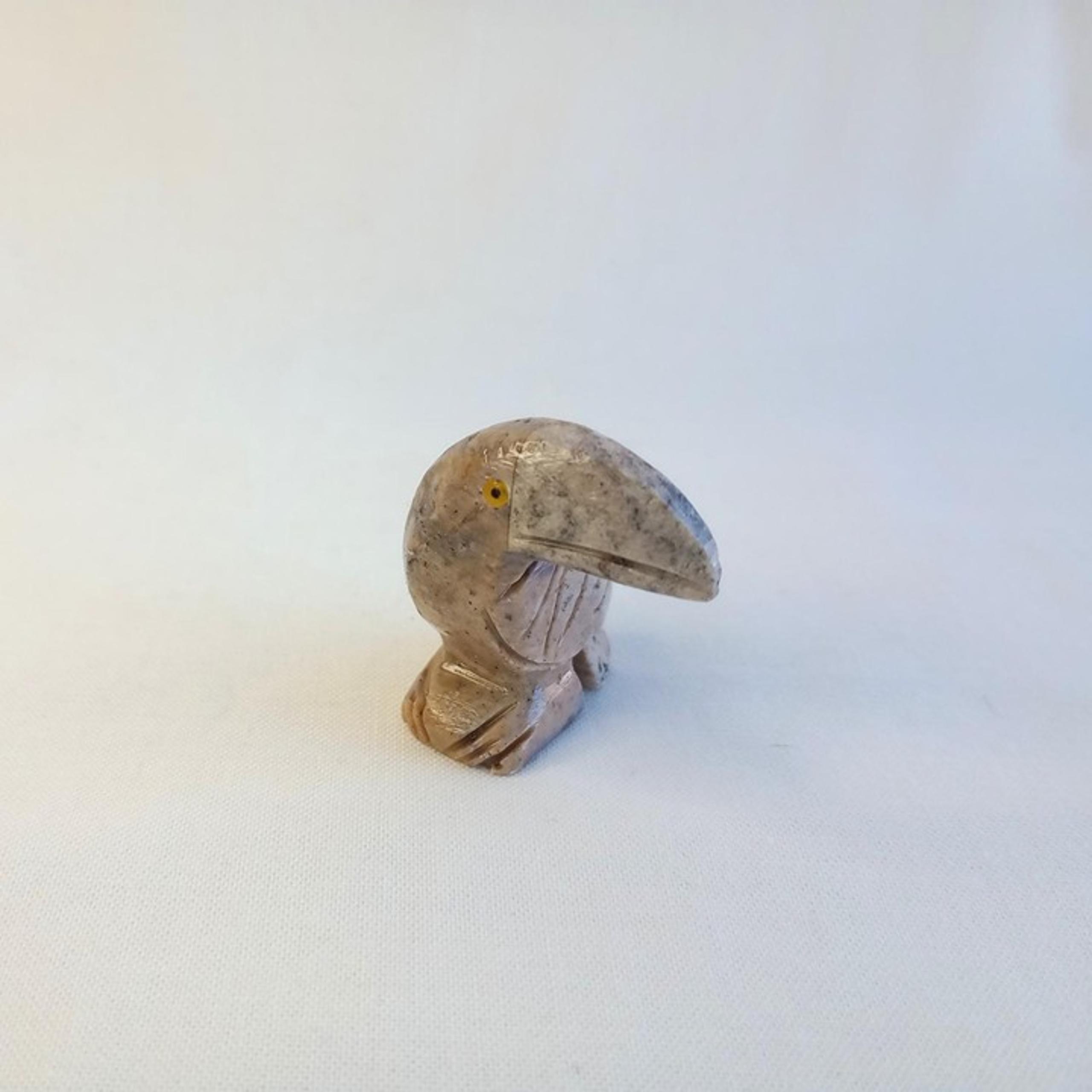 New! Peru Soapstone Mini Carving,  Beige Brown Toucan Bird Ornament Decor #5