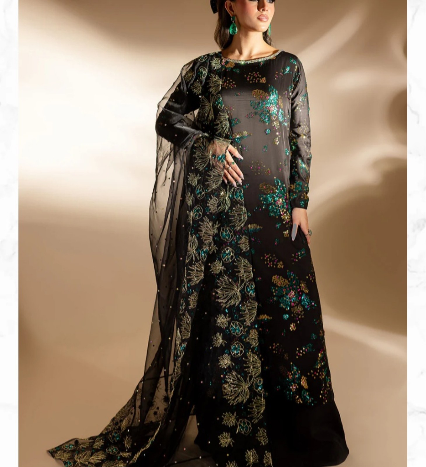 Balck silk sequin dress