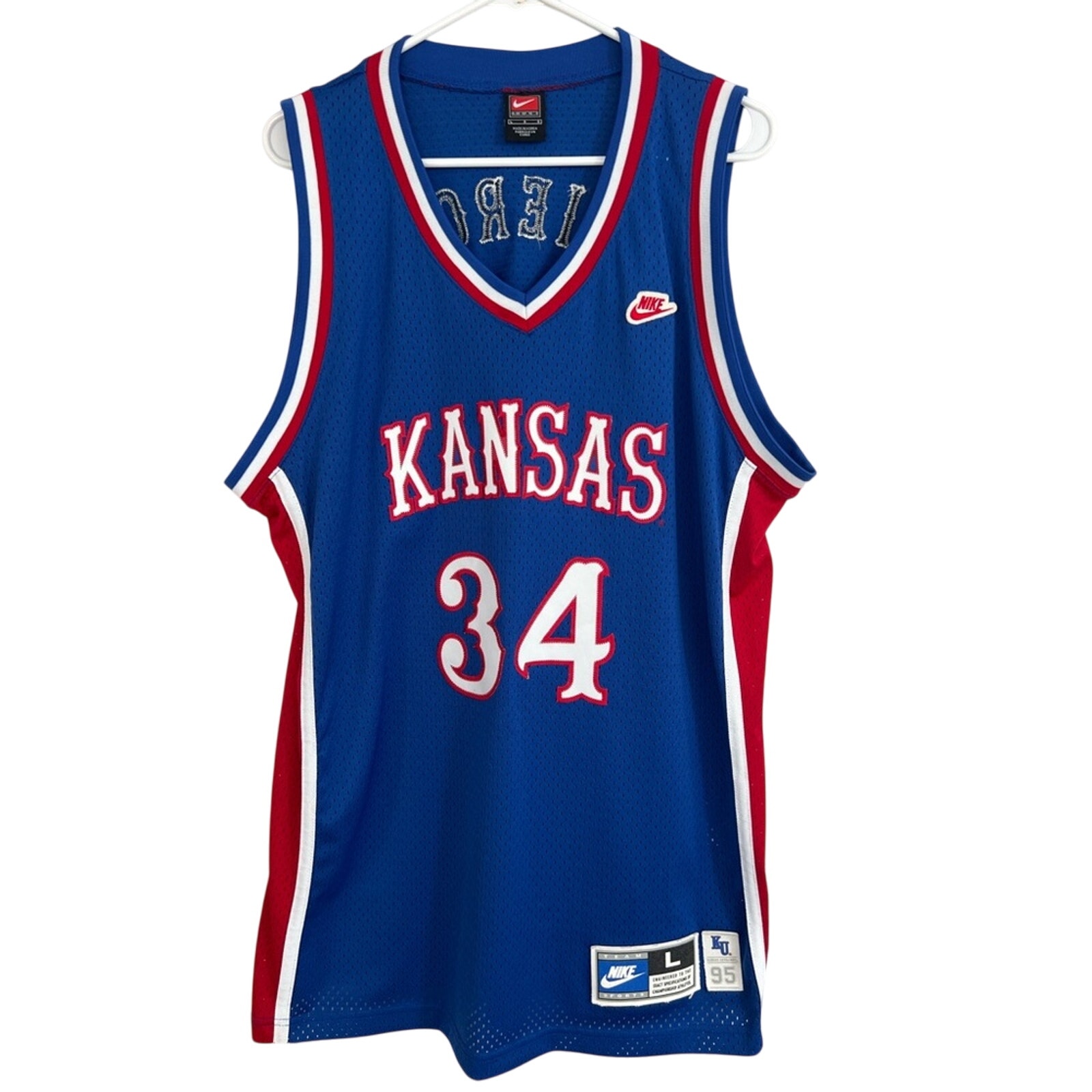 Vintage Kansas Jayhawks PAUL PIERCE Nike Jersey Mens LARGE Authentic 90s