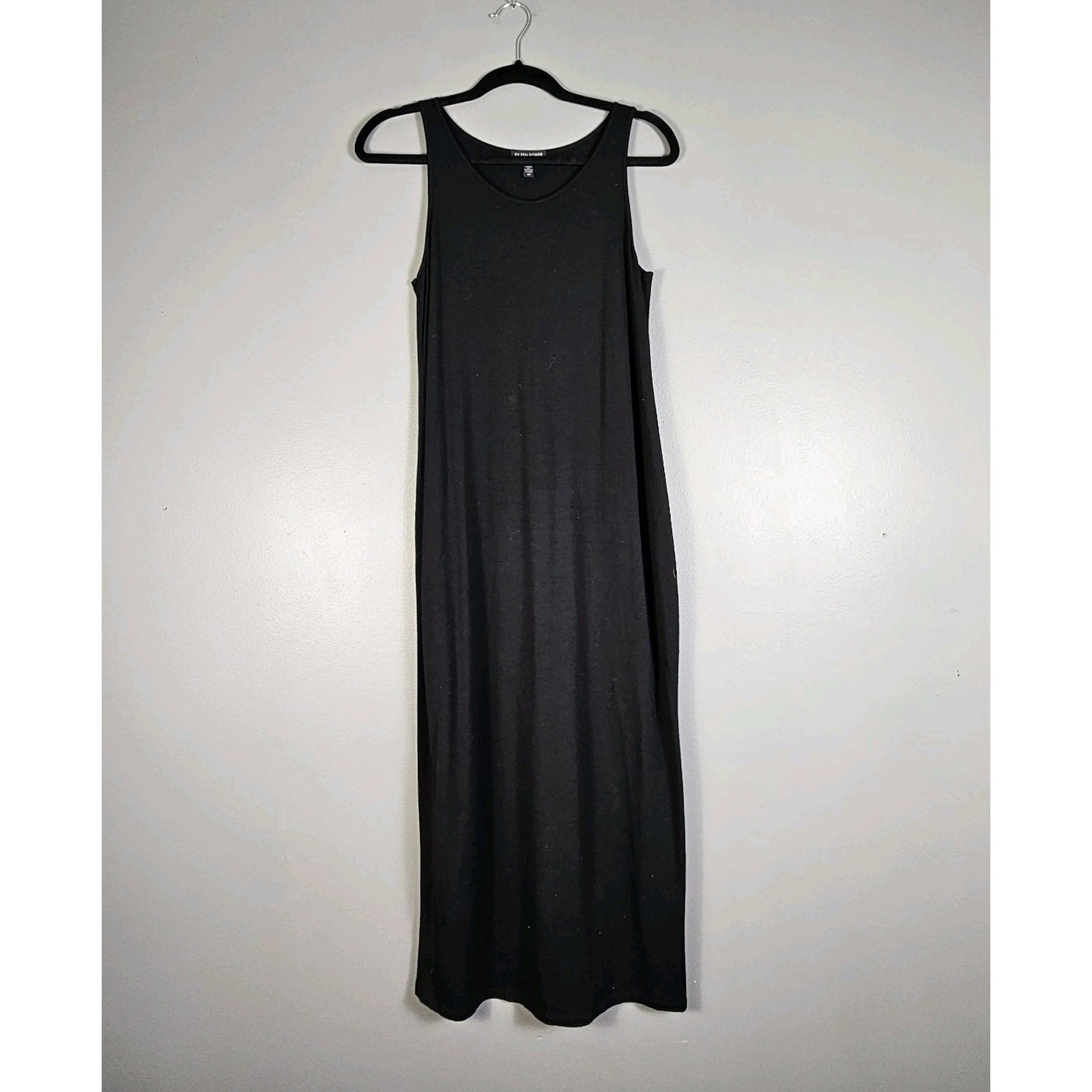 Eileen Fisher Scoop Neck Midi in Black Full Length Shift Tank Dress Small