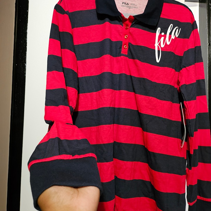Fila Heritage Women's Boyfriend Polo Long Sleeve Shirt