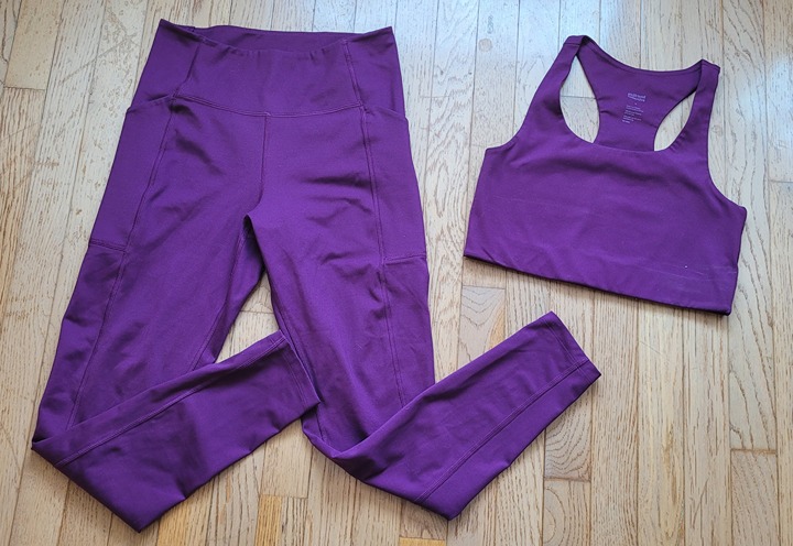 Girlfriend Collective Plum Paloma Racerback Bra and Pocket Legging Set Size M