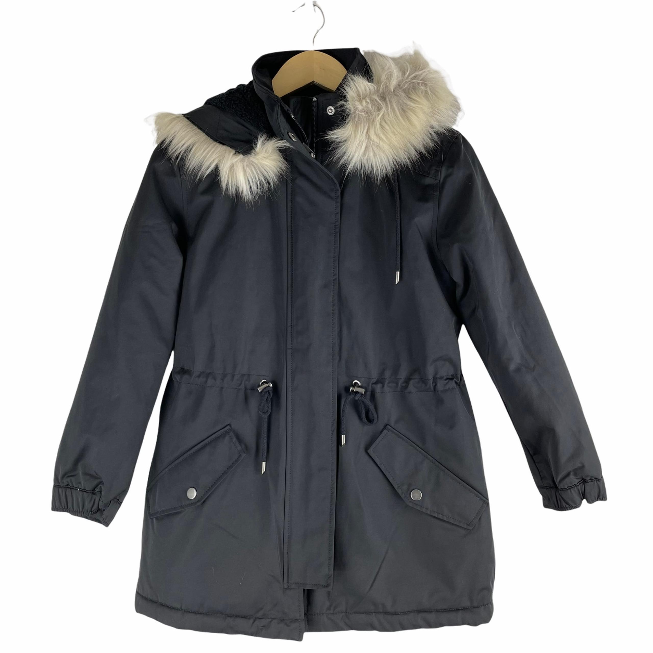 Banana Republic Parka Jacket Water Resistant Hooded Black Size XSP