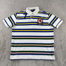 Polo Ralph Lauren Rugby Polo Shirt Men Large Multi Striped Lion Crest Patch #7