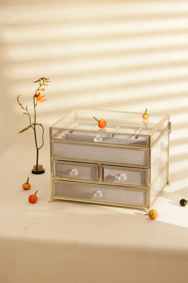 Vintage Brass Jewelry Box