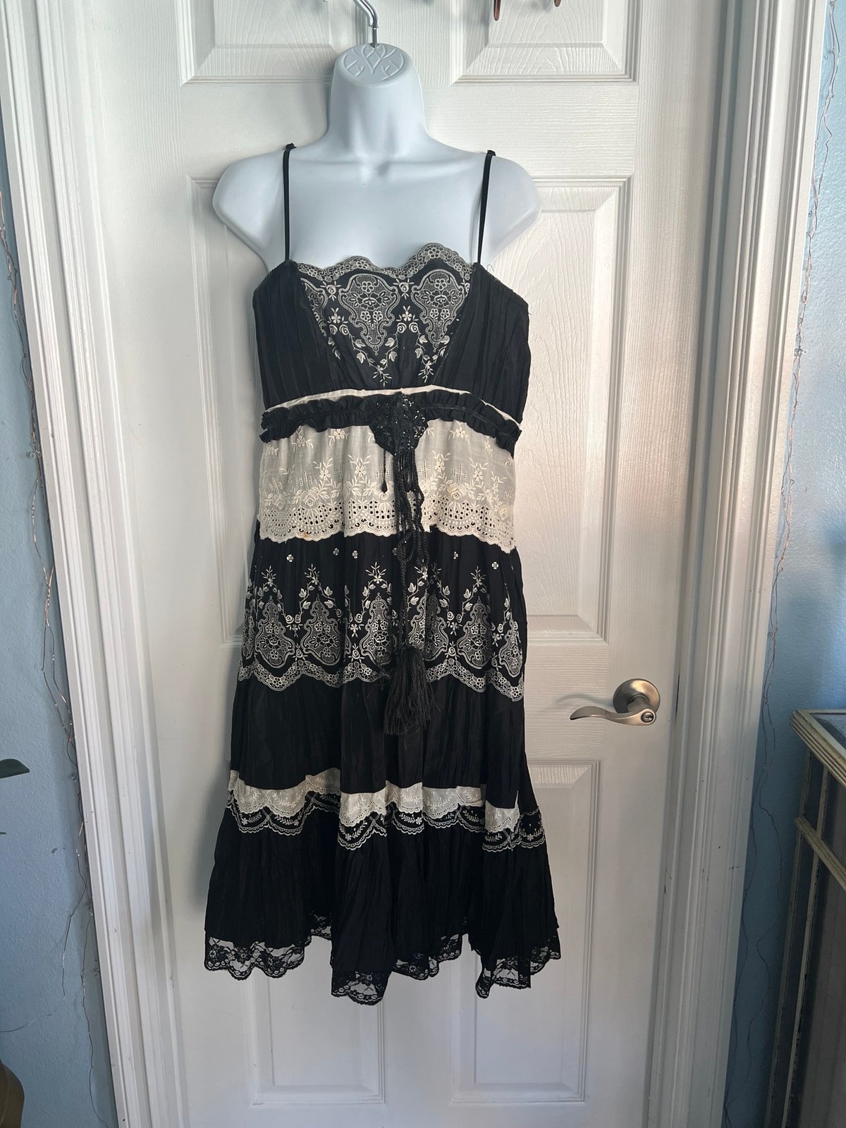 Black dress with lace and appliqué