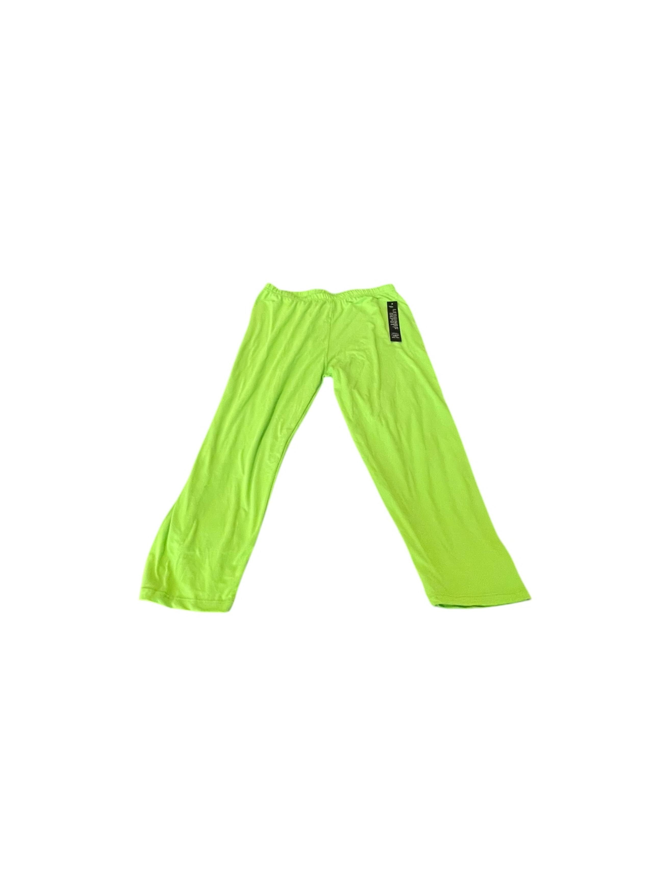 Women’s Plus Size Neon Green Elastic High Waist Capri Leggings