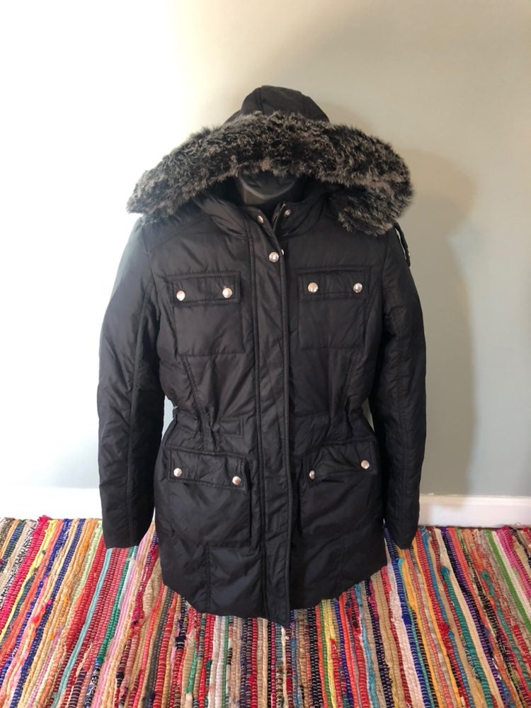 Aqua Long Winter Puffer Jacket Hood Ski