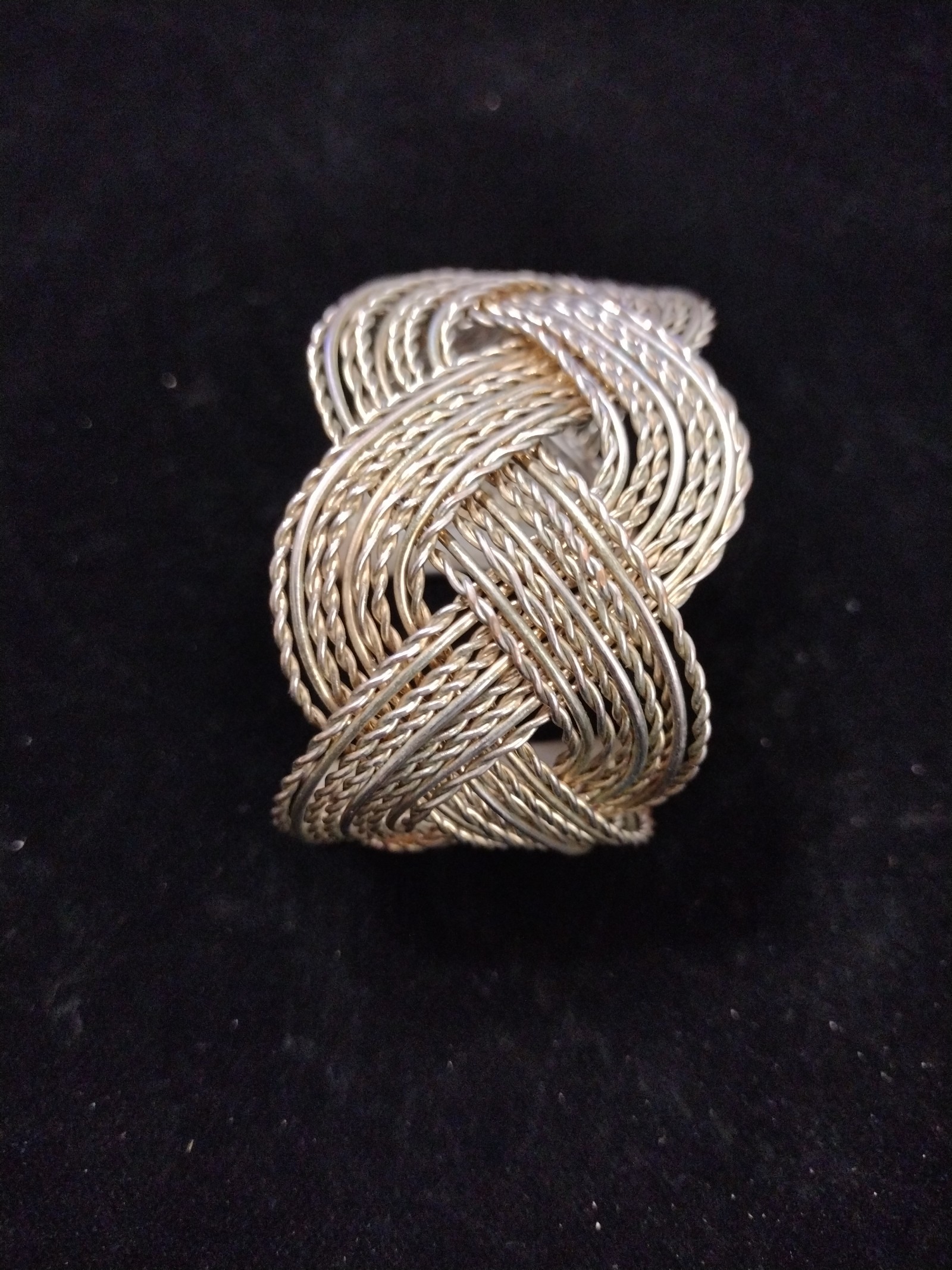 Vintage Silver tone Wire Braided cuff bracelet