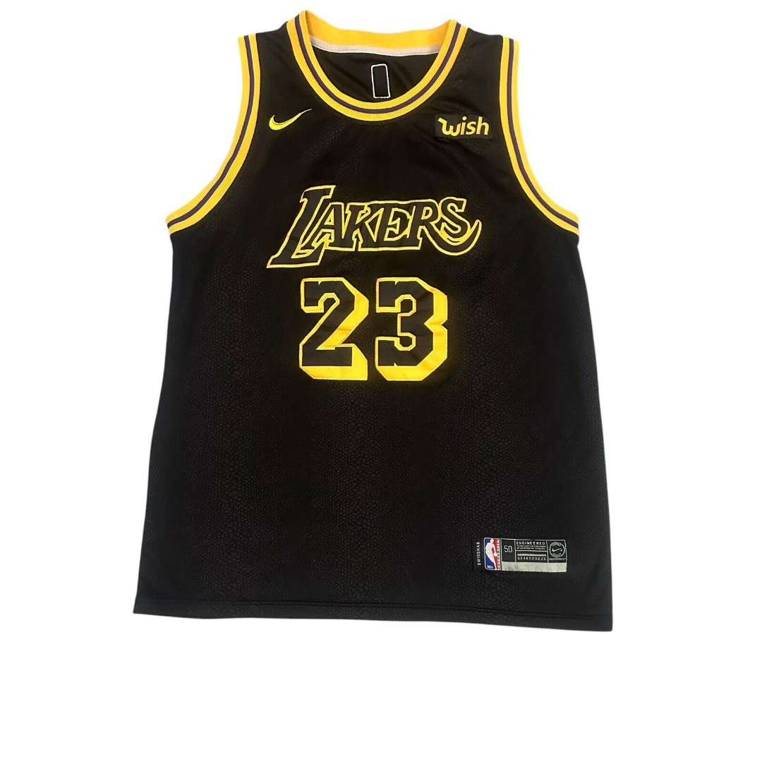 LA Lakers LeBron James #23 Nike Wish NBA Swingman Jersey Size 50 Black Mamba