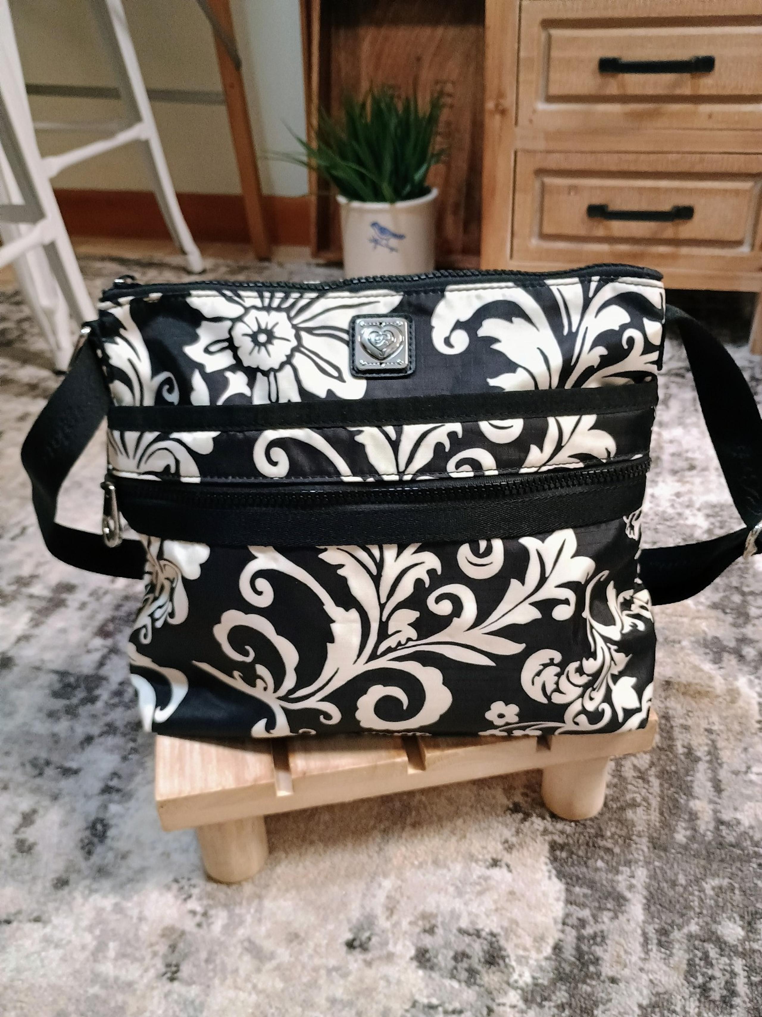 Brighton Nylon Crossbody Bag Black & White Pattern