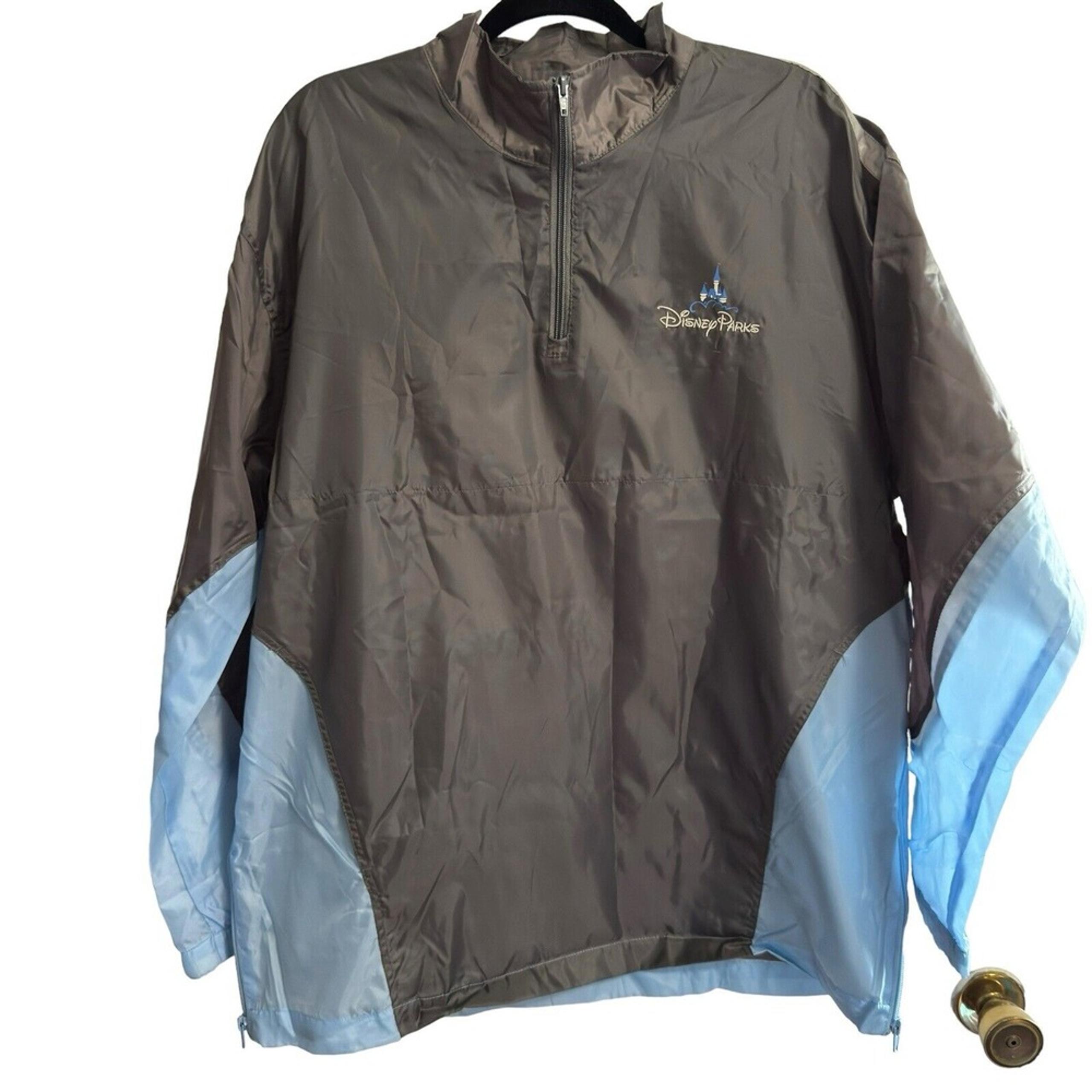 Disney Parks Windbreaker Rain Jacket Mens Size MD/LG Blue Gray Vented