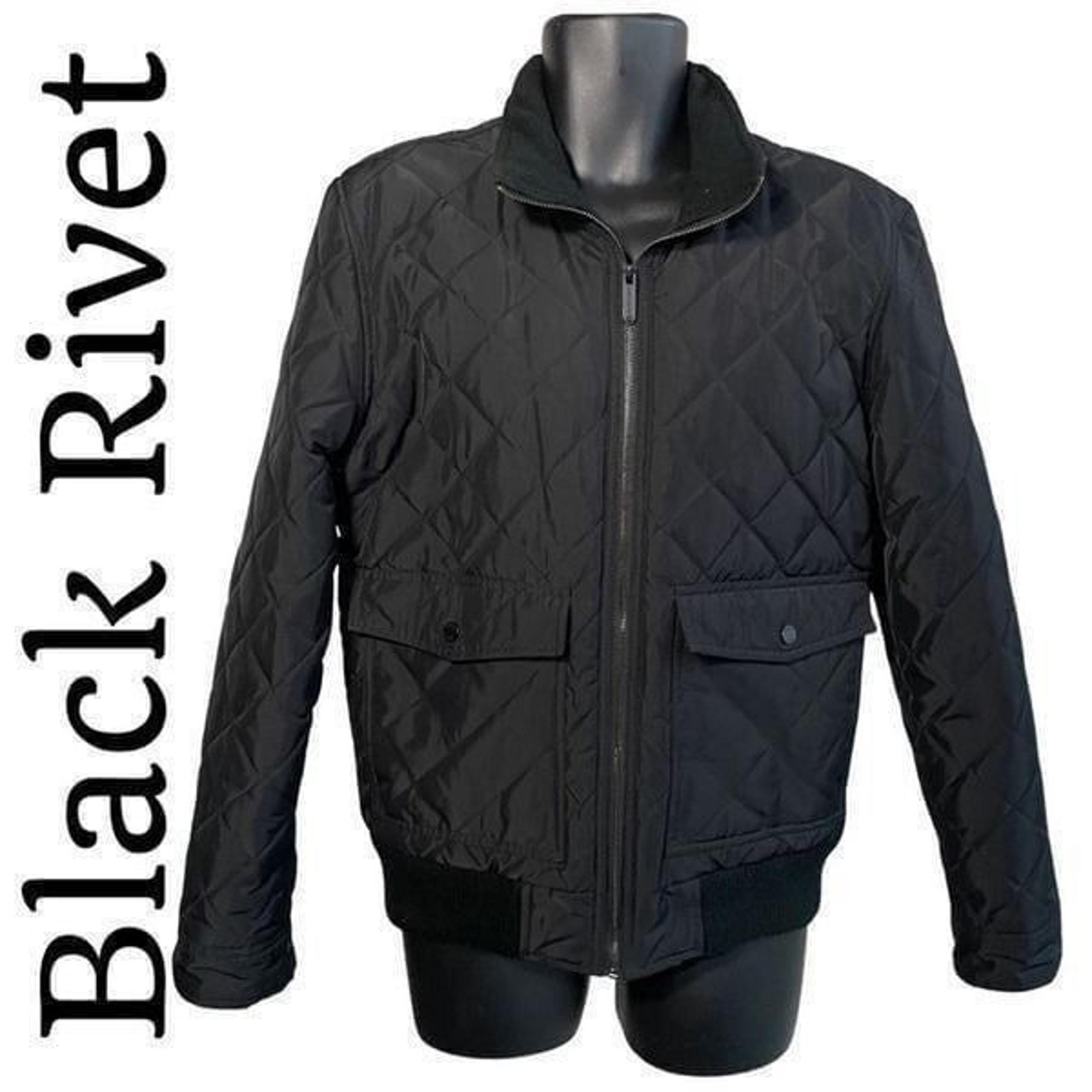 BLACK RIVET Men’s Black Jacket, Quilted stitching w/ full zip closure, size M