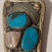 Vintage Metal Bolo Tie, Silver and Turquoise, Mother of Pearl, Nice Design