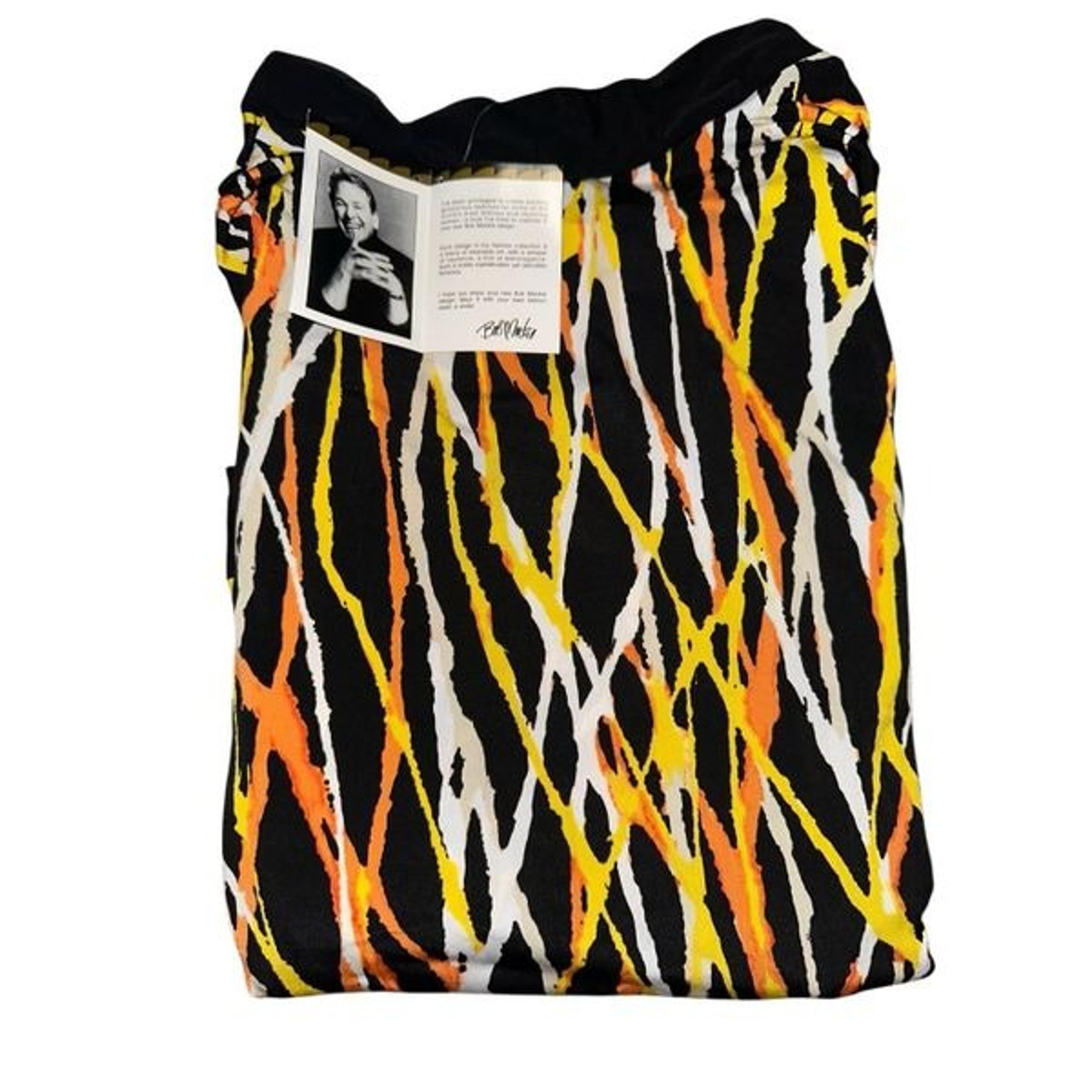 Bob Mackie Womens 3X Printed Kimono Top Yellow Contrast Solid Trim Stretch NWT