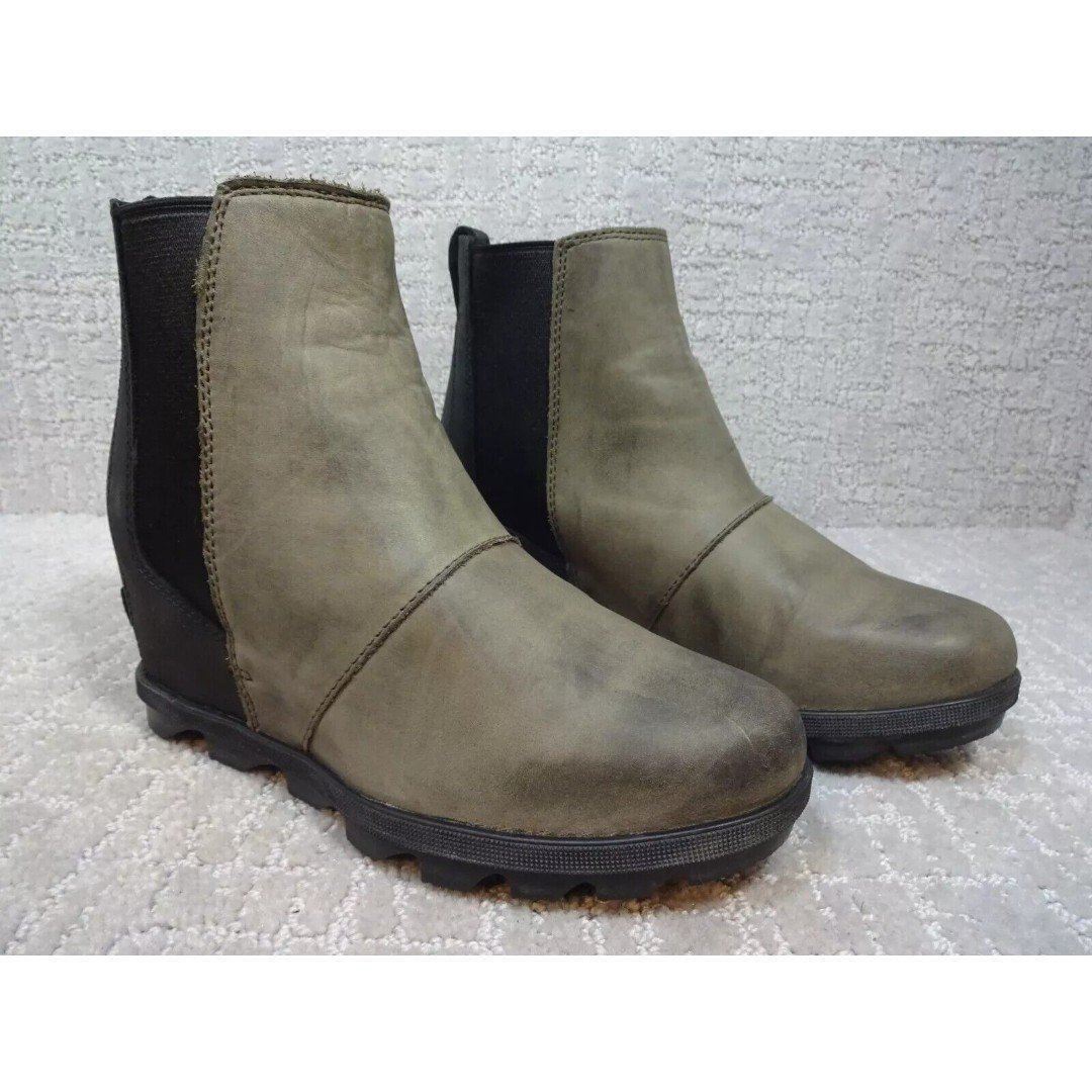 Sorel Joan Of Arctic Wedge II Women's 8 Olive Leather Ankle Booties LL3266-245