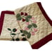 Set Quilted Pillow Shams Dark Red and cream Floral 28x24 Queen