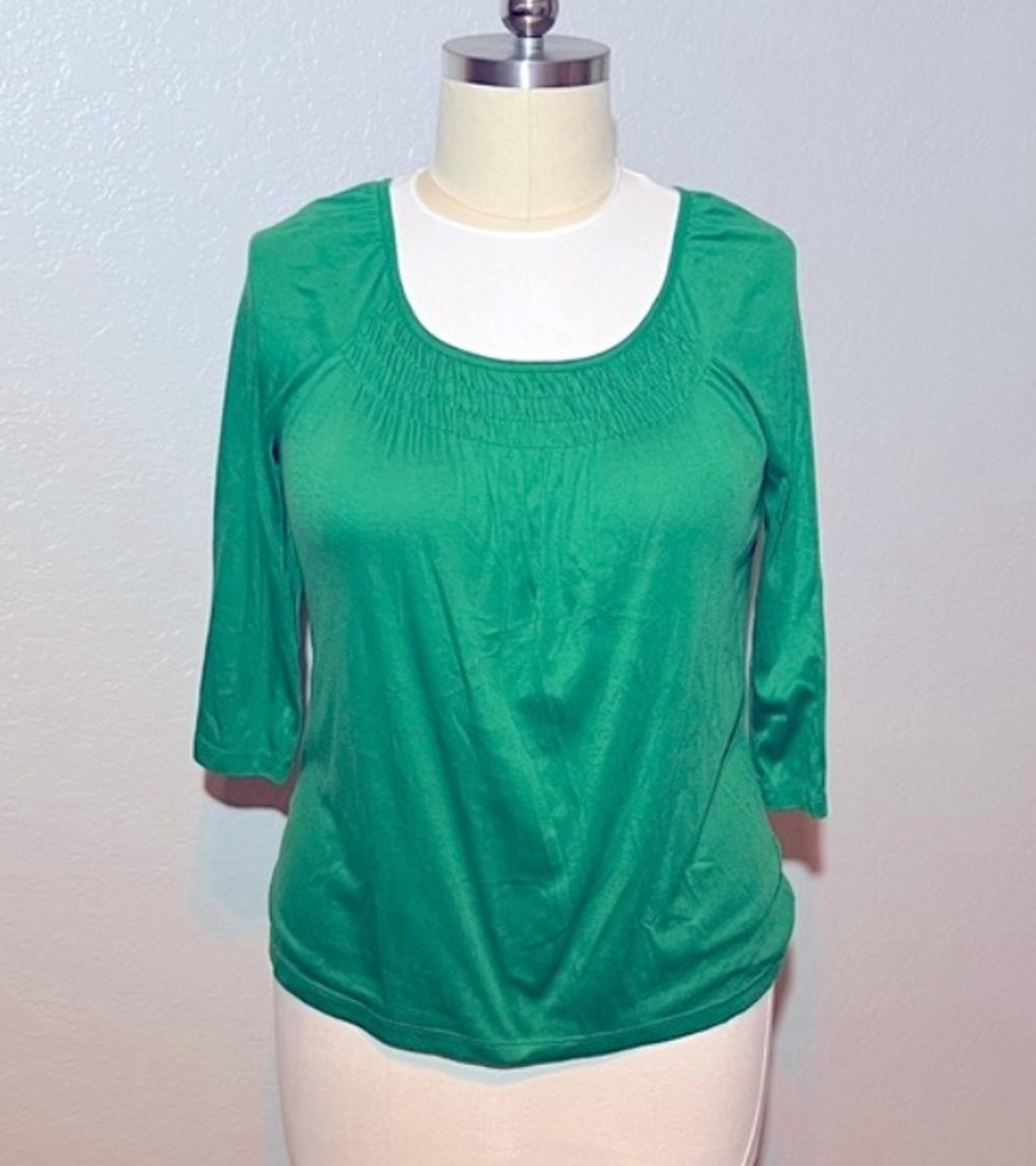 AB Studio | Dark Green Gathered Neck Top XL