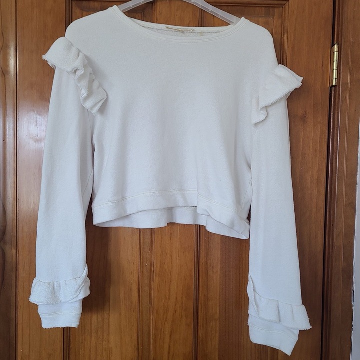 LoveShackFancy Women’s Ivory Ruffle Sweatshirt Size M