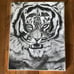 Charcoal Tiger Drawing / Handmade / Home Decor