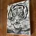Charcoal Tiger Drawing / Handmade / Home Decor