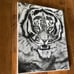 Charcoal Tiger Drawing / Handmade / Home Decor