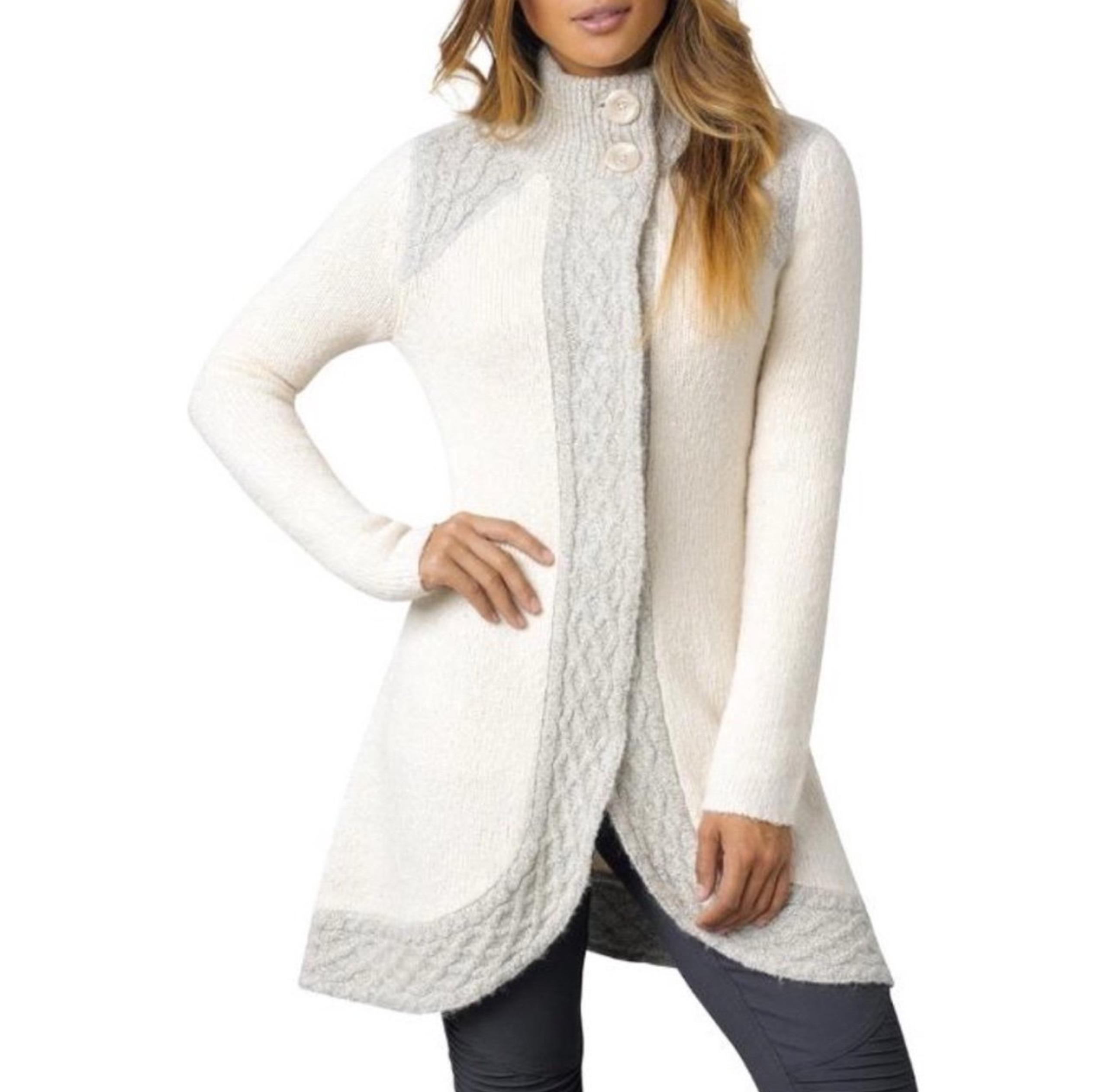 NWT prAna Angelica DusNWT prAna Angelica Duster Sweater in Winter White & Gray.