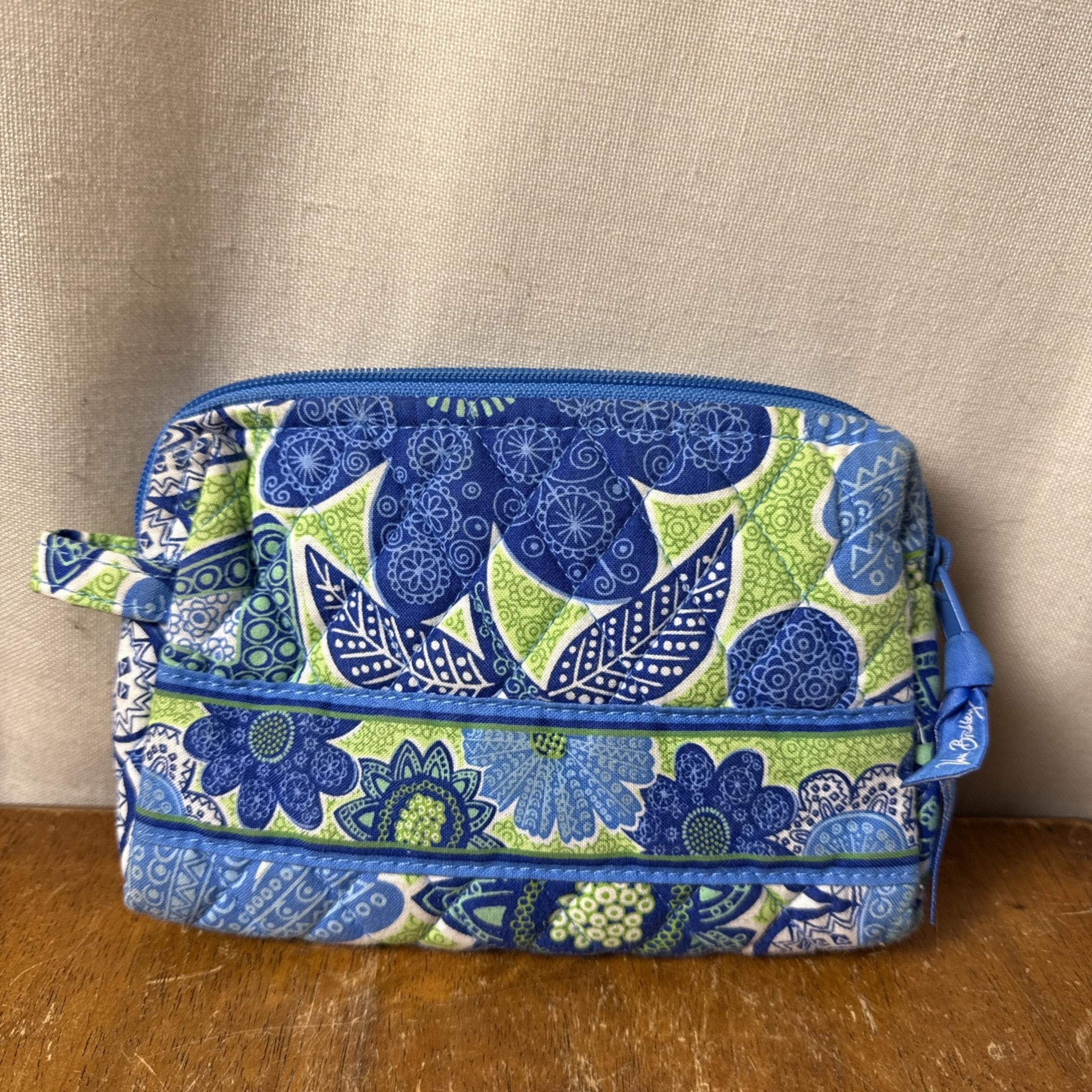 Vera Bradley Doodle Daisy Makeup Case Cosmetic Bag Unused Quilted 7”x5” Y2K Blue