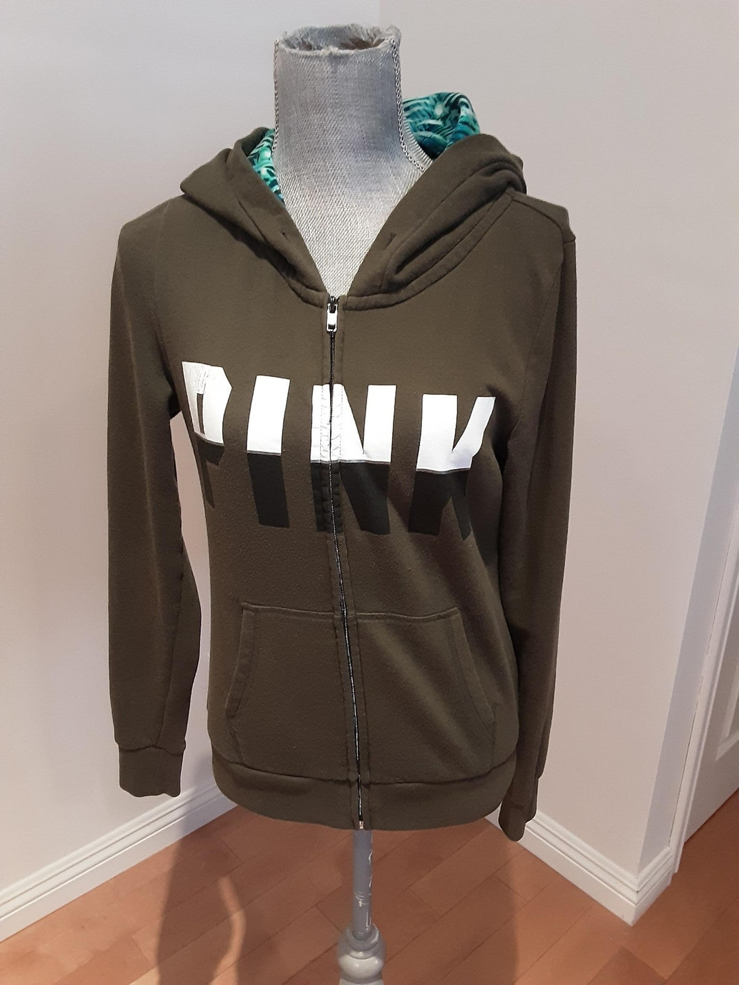Womens PINK front zip hooded sweatshirt