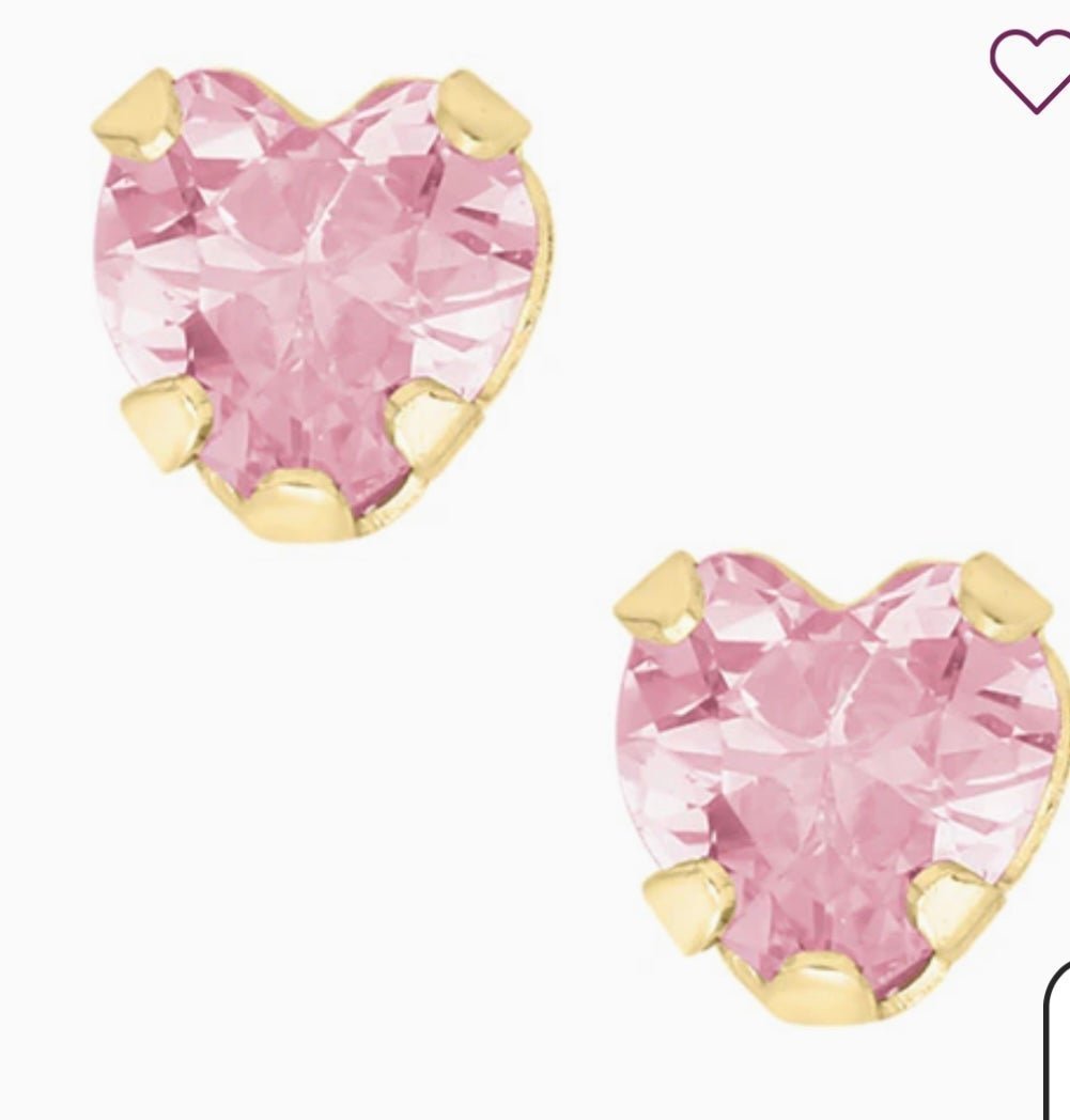 Child’s pink Cubic Zirconia Heart Earrings