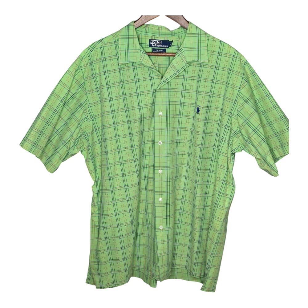 Polo Ralph Lauren Vintage Caldwell Plaid Shirt Short Sleeve Green Men's XL