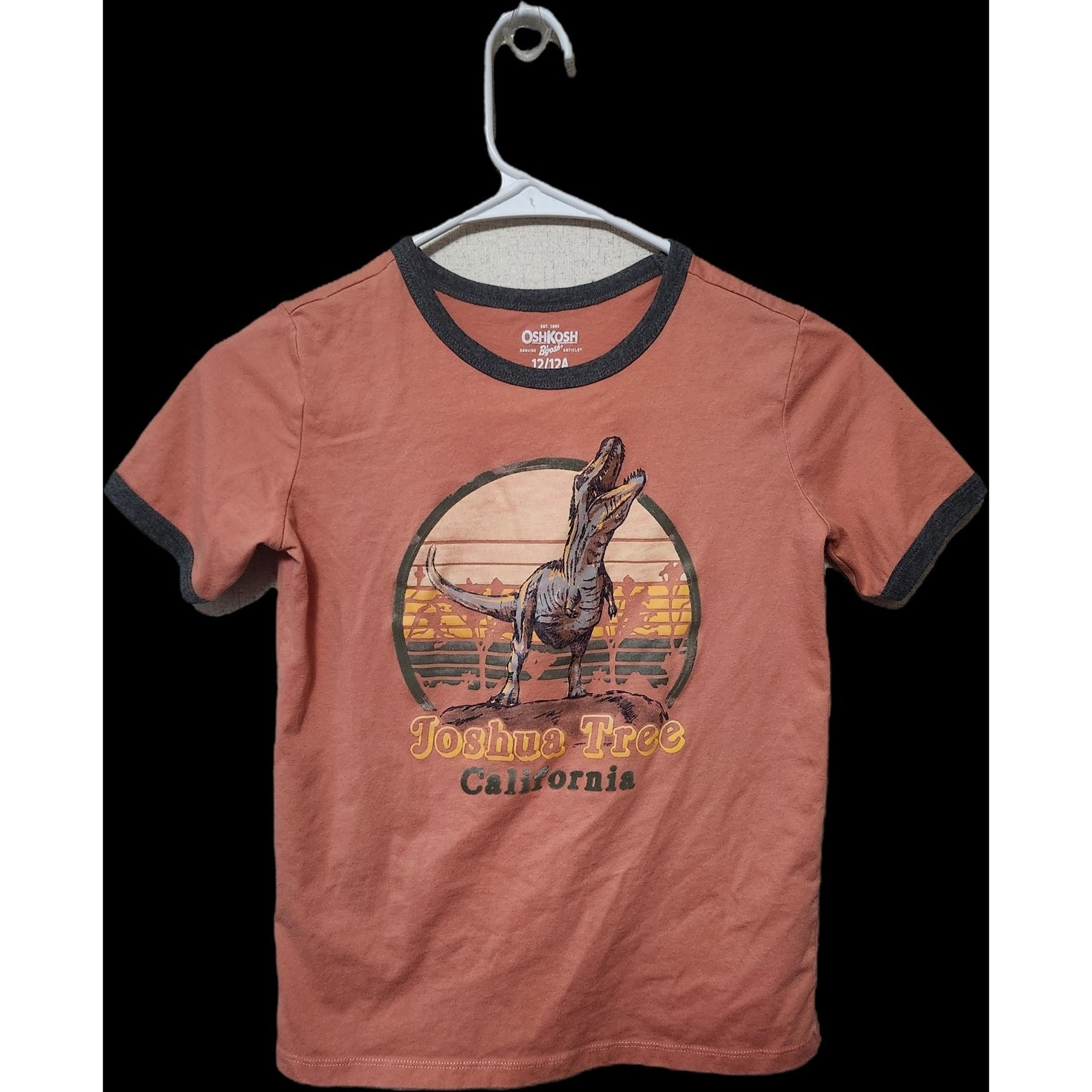 Oshkosh Size 12/12a Boys, Orange Joshua Tree California T-shirt W/ T Rex - OshKosh B'gosh