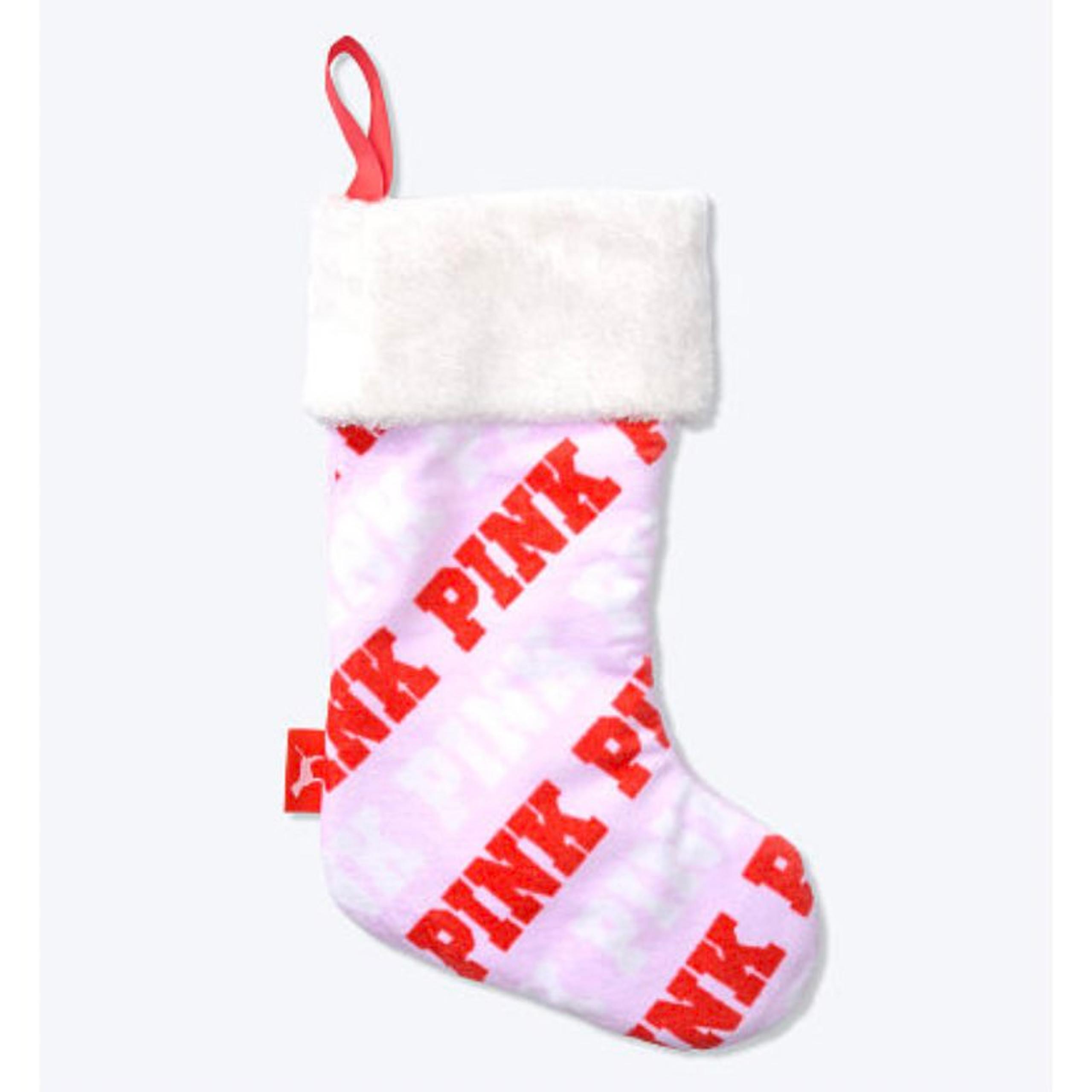 PINK VS logo stocking pink and red NWT
