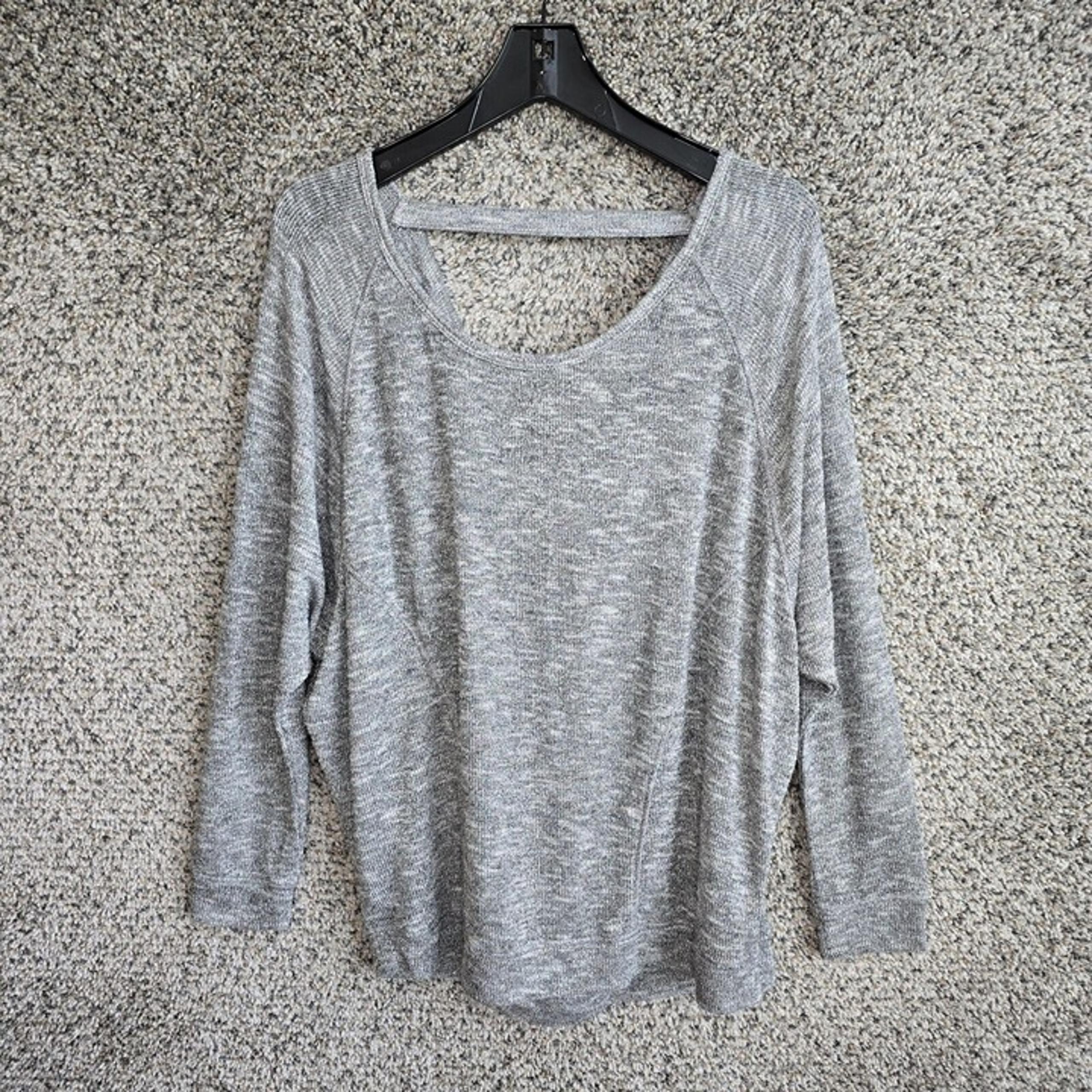 Lane Bryant Sweater Womens 14/16 Silver Knit Scoop Neck Dolman Sleeve Casual