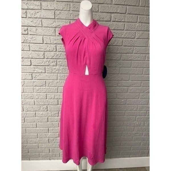 Scoop High Neck Textured Cut-Out Fit & Flare Dress Size XS (0-2)