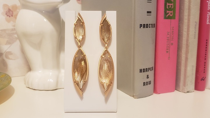 Kendra Scott Rose Gold Double Maisey Drop Earrings (Peach with Gold Flecks)