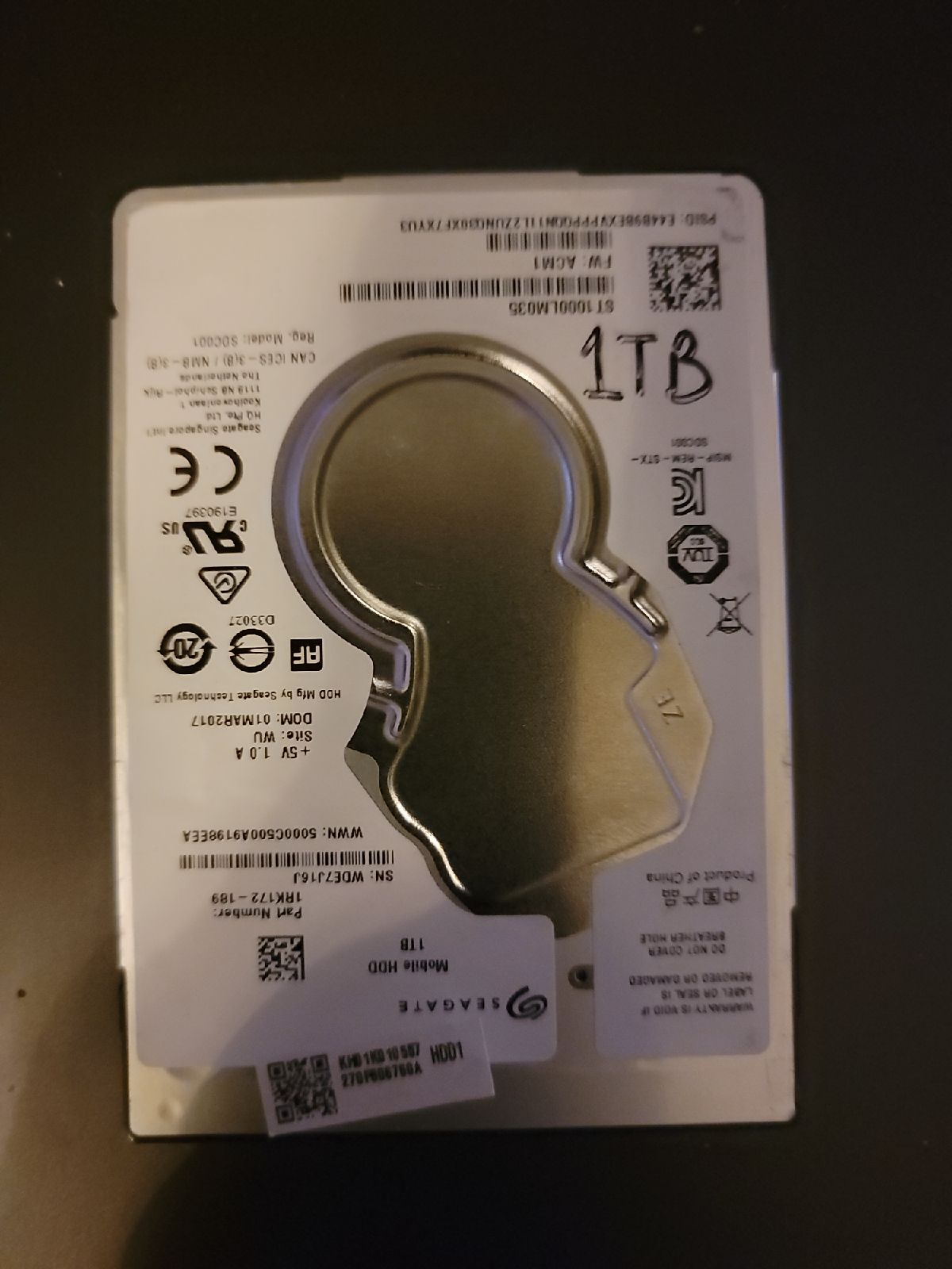 1TB hard drive by Seagate
