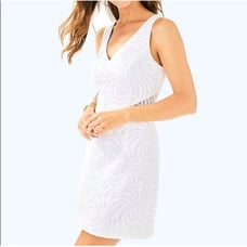 Lilly Pulitzer Blakey White Sleeveless Lace V-Neck Sheath Dress Size 2